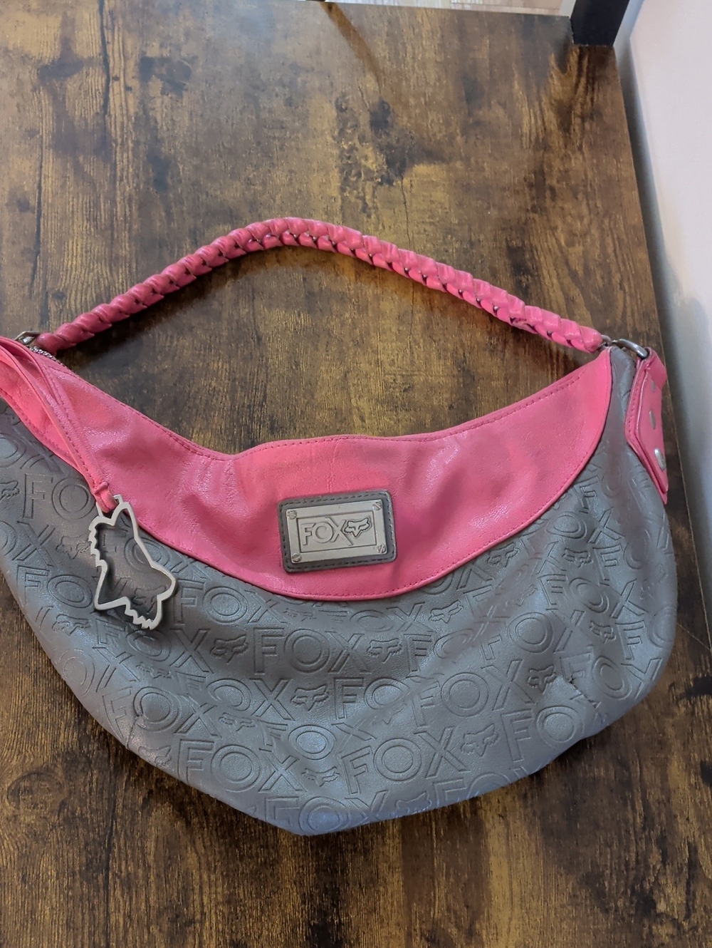 FOX Two-Tone Pink and Gray Shoulder Bag